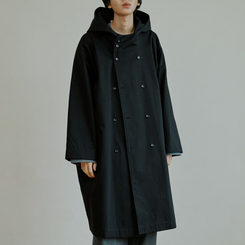 ユニセックストレンチフードコート / unisex trench hood coat black