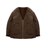 [UNISEX] Reversible Padded Cardigan Coat (Brown) (6656655294582)