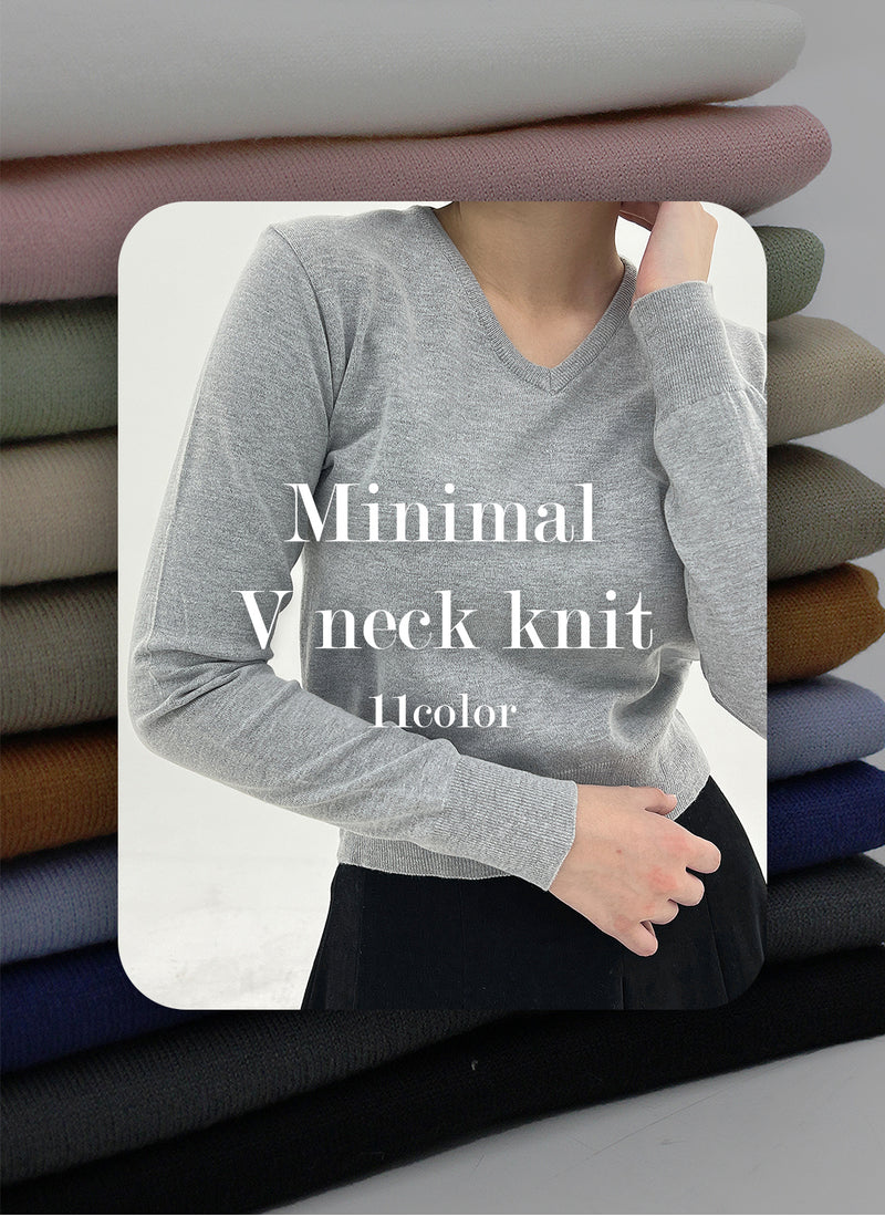 Minimal V-neck Knit (12color)