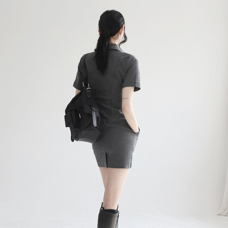 filter zipper mini dress (6686447042678)