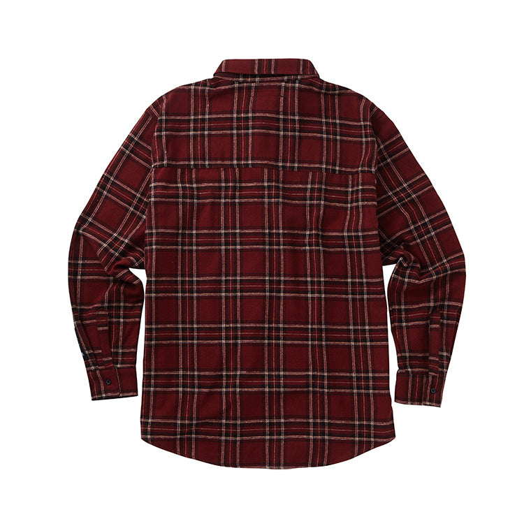 Loose-fit check shirts - Wine (4622120878198)
