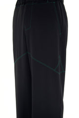 ジェオメトリーステッチワイドパンツ/Geometry stitch wide pants (Black)