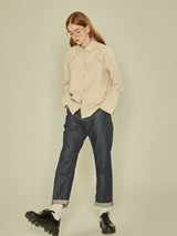 Double Line Piping Shirt (Beige) (6643899891830)