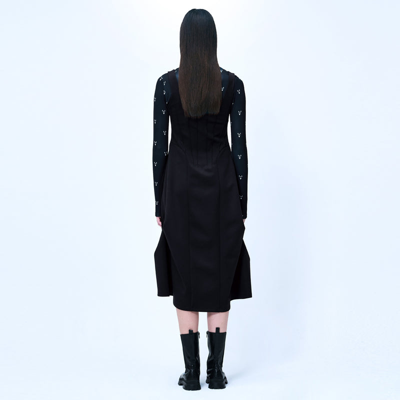 ピンタックジャージードレス/DOZI - Pintuck Jersey Dress _ Black
