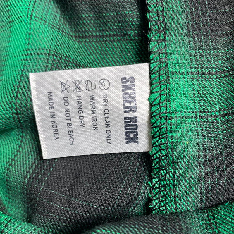 wide tartan check banding pants green (6647961223286)