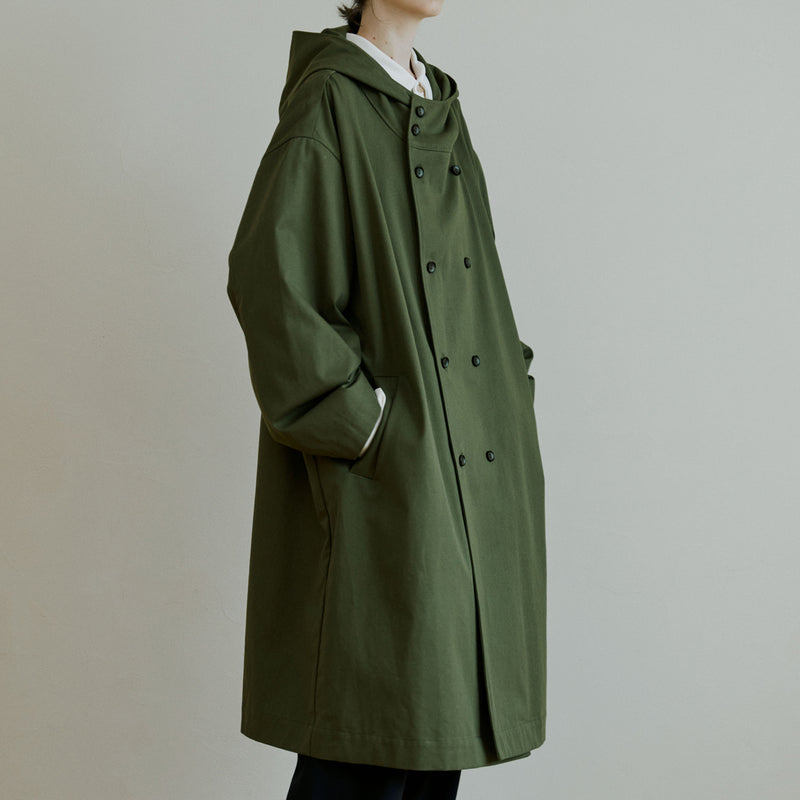 ユニセックストレンチフードコート / unisex trench hood coat khaki