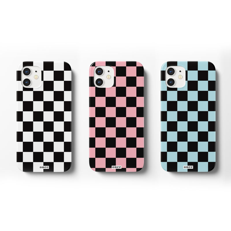 チェッカーボードアイフォンケース/(matte) Black&Pink Checkerboard Phone Casecase
