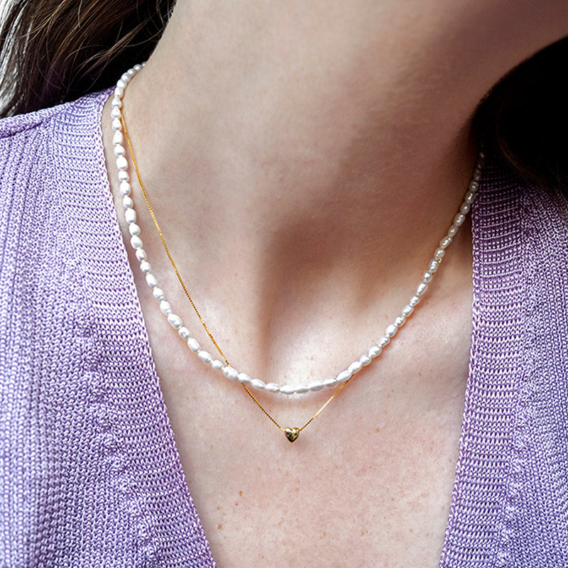 Petit heart pearl necklace (6655922405494)