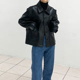 Rain Minimal Overfit Leather Jacket (2C)(Copy) (4637776576630)