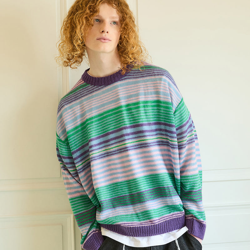 Multi stripe see-through knit