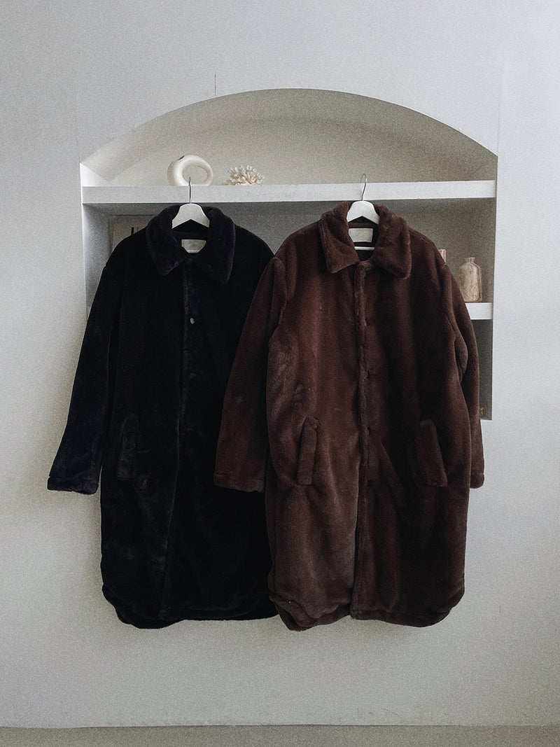 ミニスムーズファーコート/Min Smooth Fur Coat (2color) (6631795261558)