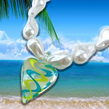 ベネシャンハートグラスパールネックレス/Venetian heart glass pearl necklace