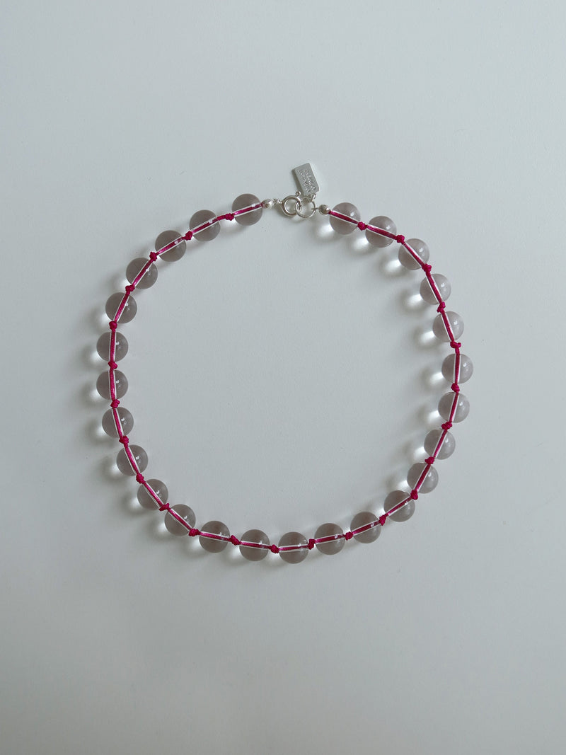 クリアノットネックレス/clear knot necklace - pink