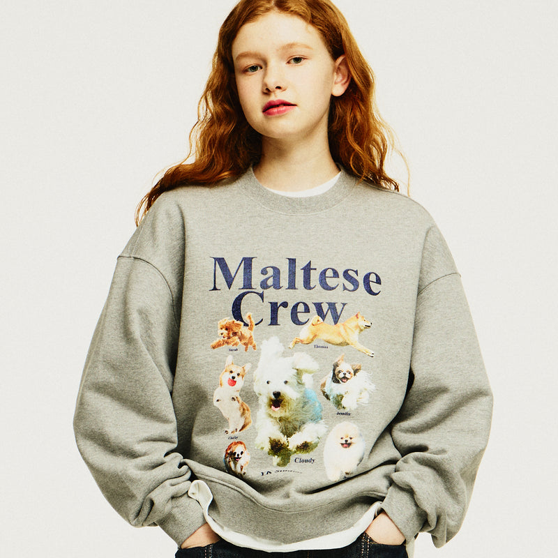 マルチーズクルースウェットシャツ / Maltese crew sweatshirts