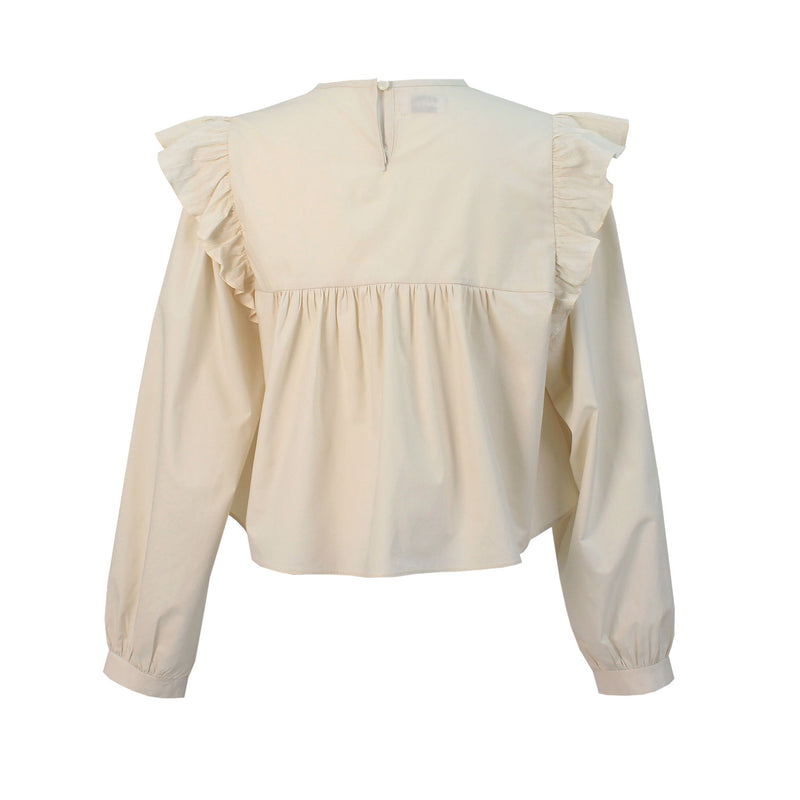Floria shirring blouse (ivory) (6656430997622)