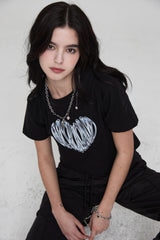 クロームハートクロップTシャツ / MSKN2ND CHROME HEART CROP T-SHIRT BLACK