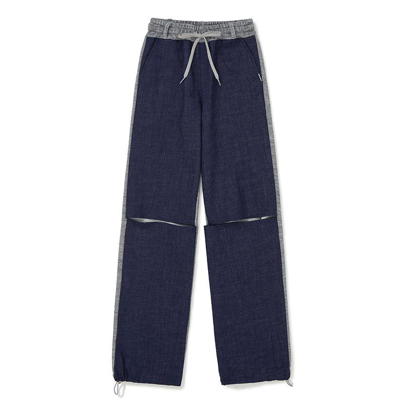 Denim Knit Blocking Pants [BLUE] (6638402011254)