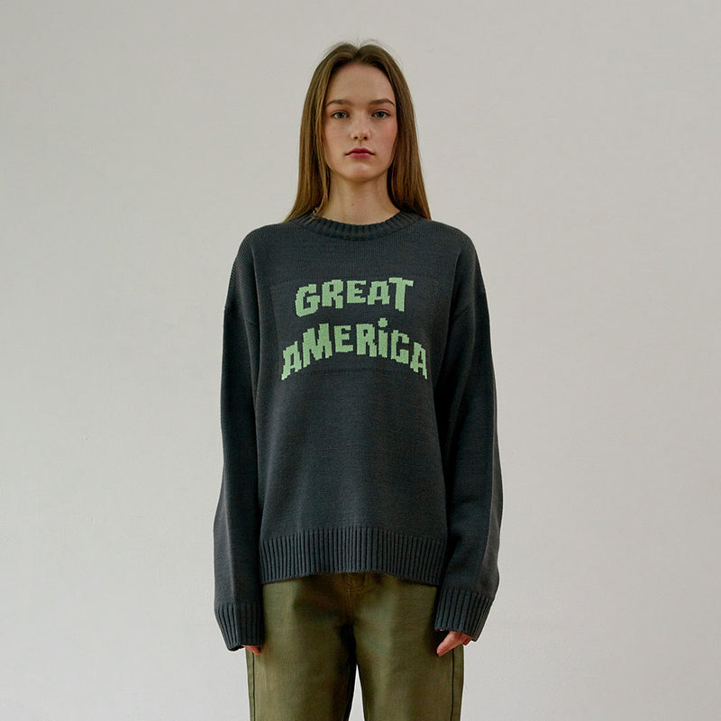 GREAT AMERICA CREW NECK KNIT (CHARCOAL) (6627477979254)