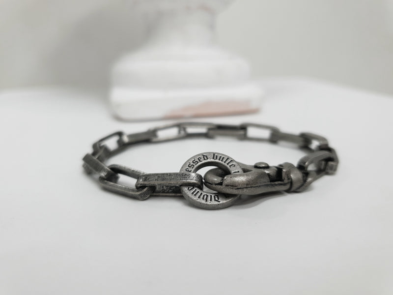 [BLESSEDBULLET]6mm BOX chain bracelet_dark silver (6563007266934)