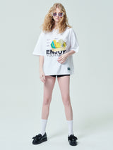 [ENJOY YOUR MEAL] CAMPAIGN 1/2 T-SHIRT CAN _WHITE (6582793306230)
