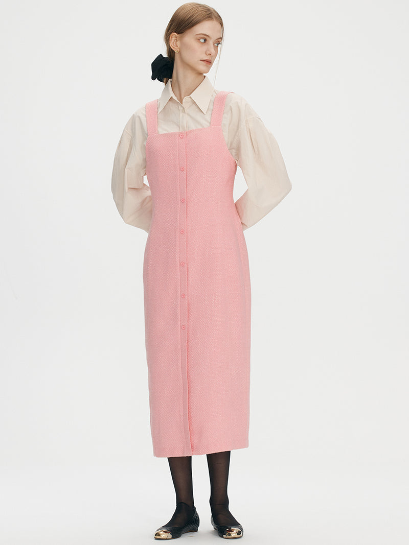 ツイードレイヤードドレス/Tweed layered dress - Pink