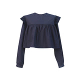 Floria shirring blouse (navy) (6656432242806)