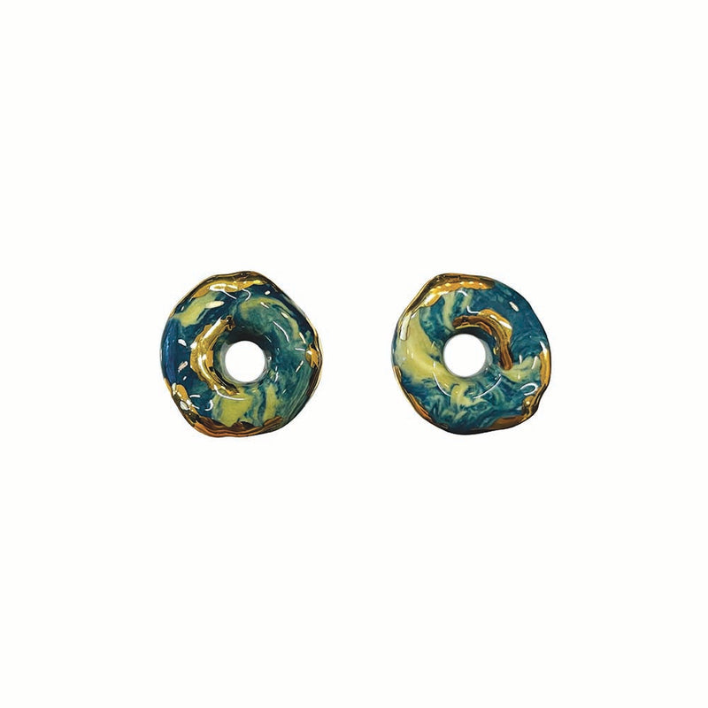 Ceramic Doughnut Marbling earring (atypical) (6642403246198)