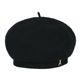 Stud logo wool beret black