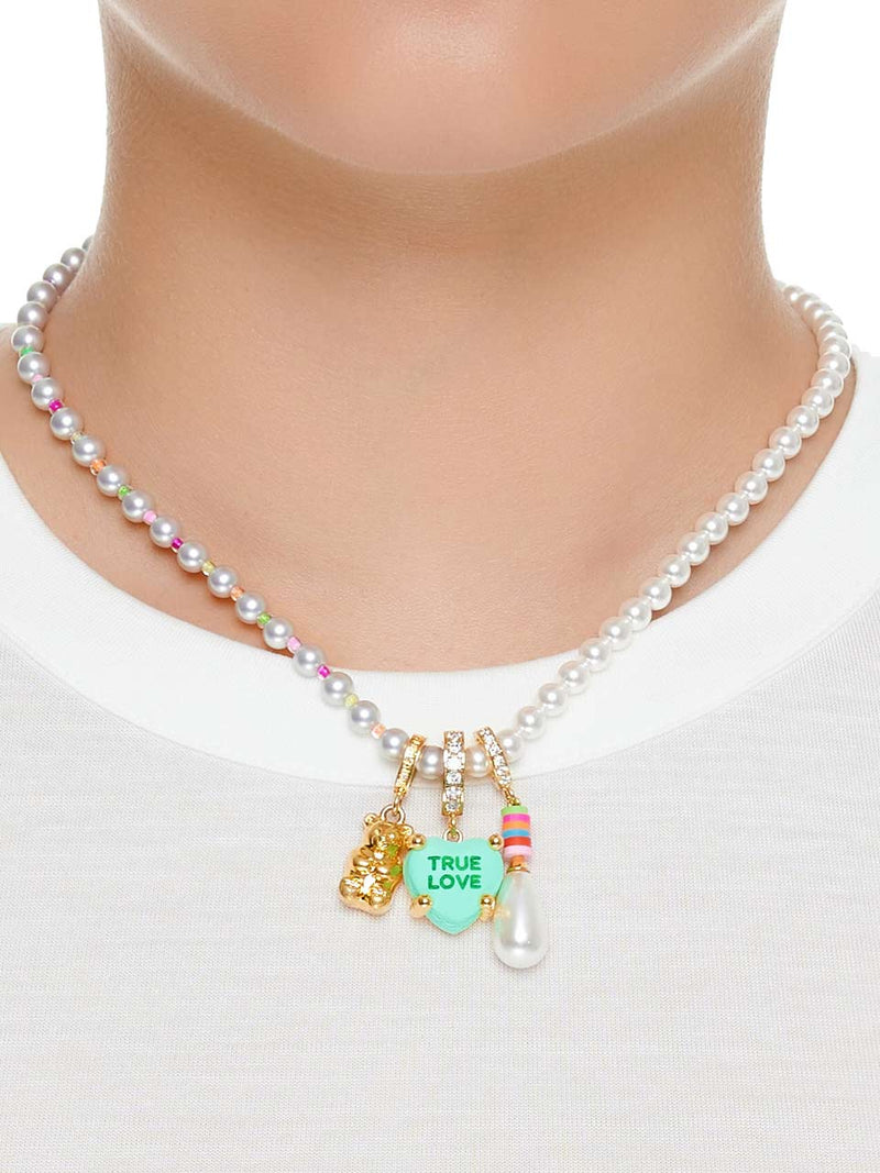S2 TEXT CANDY MULTI CHARM NECKLACE