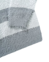 Fluffy Striped Mohair Knit (Grey/Ash Mint)