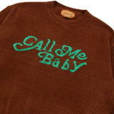 [Call Me Baby] Adorable Cursive Logo Knit (Brown) / ロゴニットセーター (Brown) (6627545415798)