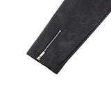 フォーレザークロップドジップアップジャケット / Faux-Leather Cropped Zip-Up Jacket _ Black