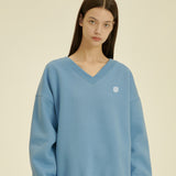 Rose V Neck Sweatshirt [BLUE] (4628795195510)