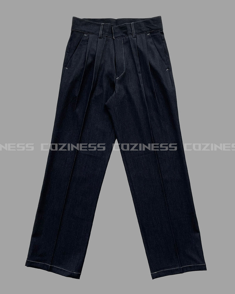 ECTフェイクデニムワイドパンツ / ECT Fake Denim Wide Pants (Set - Up / 1 color)