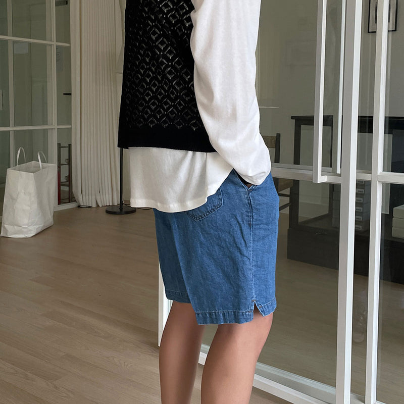 サマーリネンスリットショートパンツ/ASCLO Summer Linen Slit Short Pants (3color)