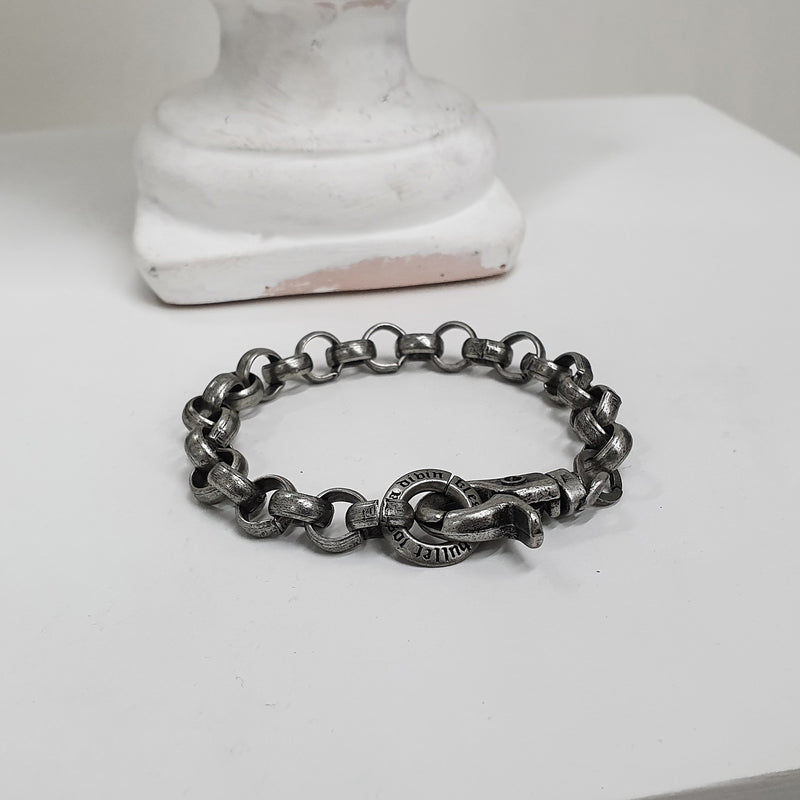 8mm O チェーン ブレスレット / [BLESSEDBULLET]8mm O chain bracelet_dark silver