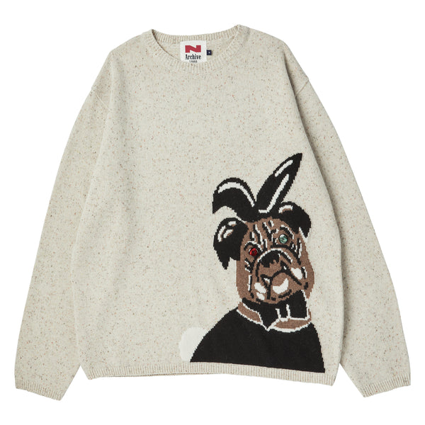 [COLLECTION LINE] PLAY DOG JACQUARD KNIT IVORY