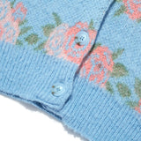 フラワーパターンクロップカーディガン / Flower Pattern Crop Cardigan_Ash Blue