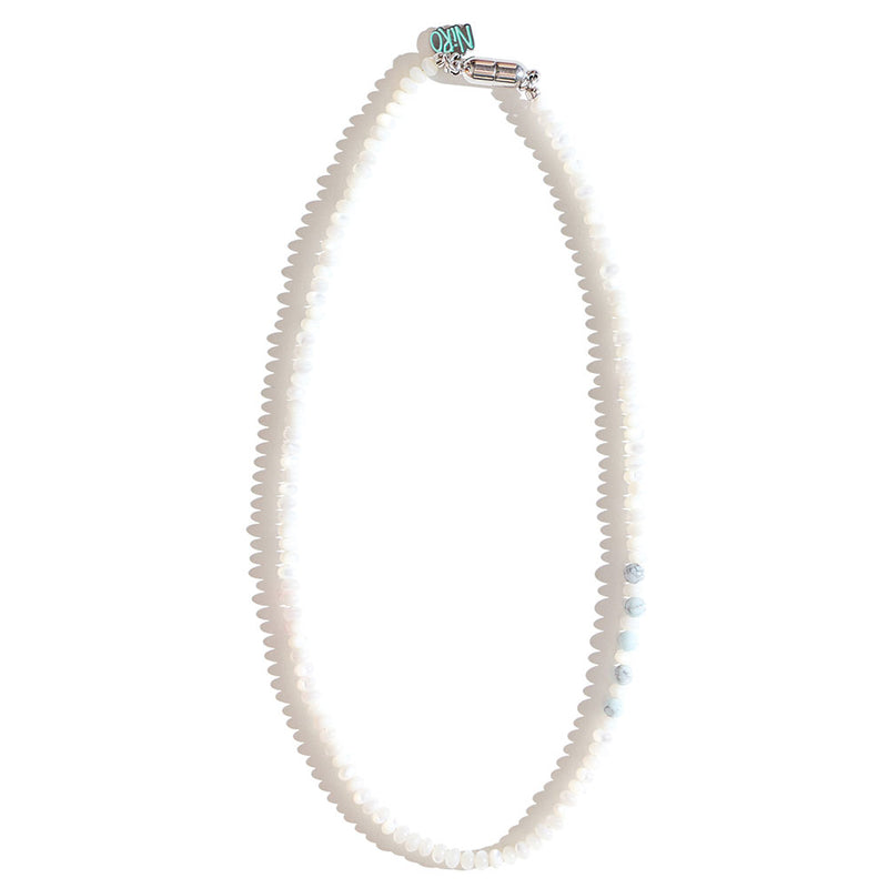 TURQUOiSE BLUE POiNT MOTHER OF PEARL NECKLACE #109