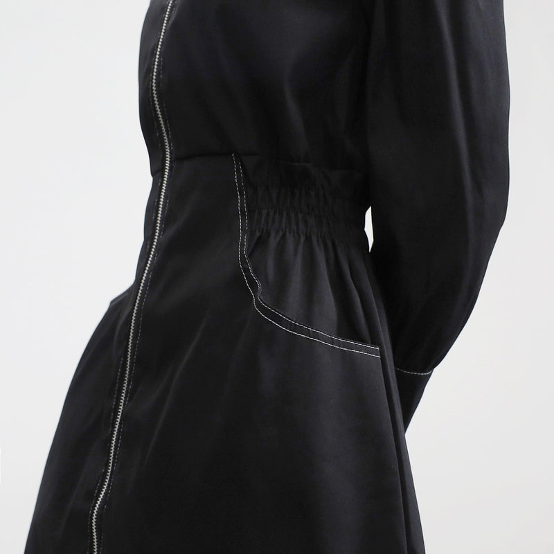 マコジップアップカラードレス/Mako zip-up collar dress