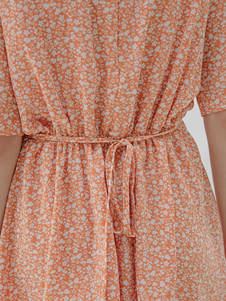 フラワープリントラップミニドレス/(OP-5943) Flower Print Wrap Mini Dress