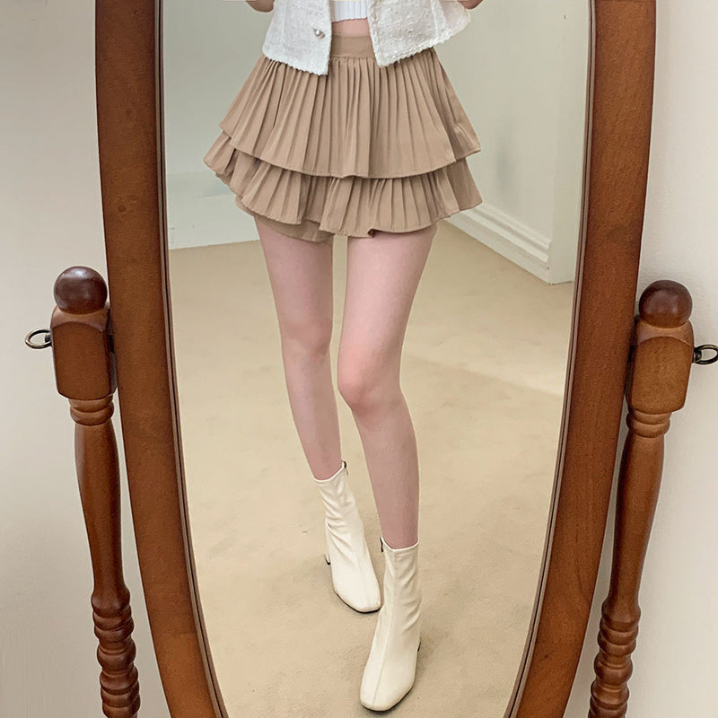キュートプリーツスカートパンツ / [4color/3 size] Cute pleats skirt pants