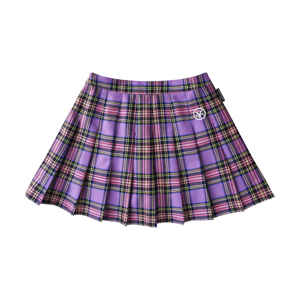 Logo Plaid Tennis Skirt - Purple