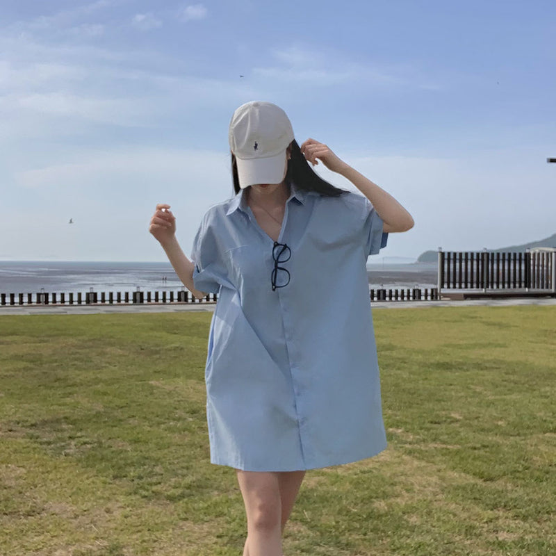 [Bellide made/Short, Long] Candy Short-Sleeved Shirt Dress