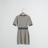 Vネックツイードニットワンピース/(OP-5932) V-neck Tweed Knit Dress