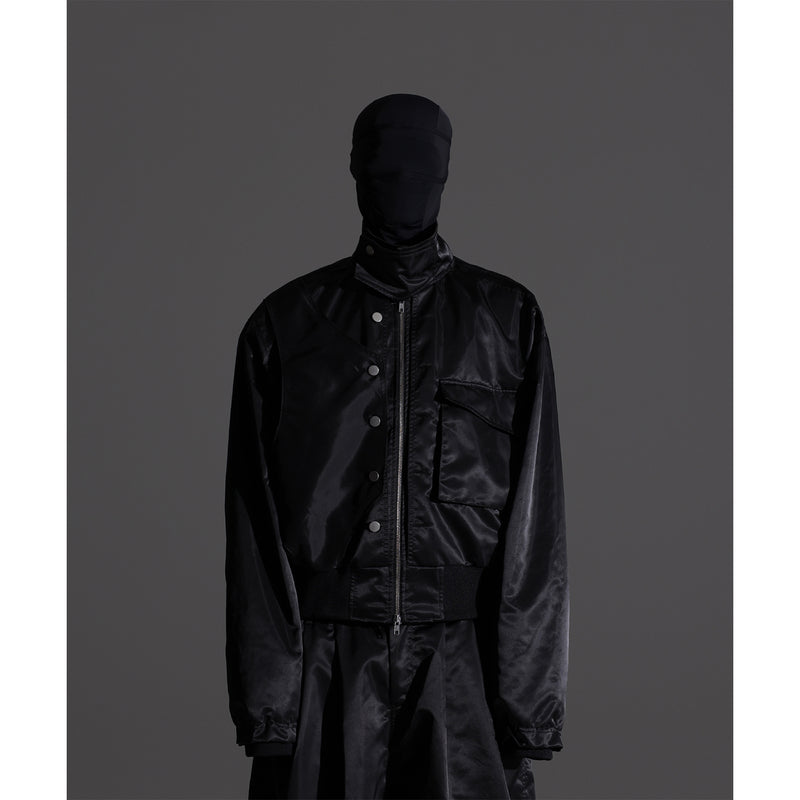 サテンナイロンレイヤードジャケット / DP-077 ( satin nylon layard jacket black )