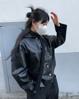 オーバーサイズフィットレザージャケット / Oversized-fit leather jacket