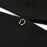 0 8 piercing cut out pants- BLACK