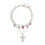 レインボークロスチェリーネックレス / Rainbow Cross Cherry Necklace