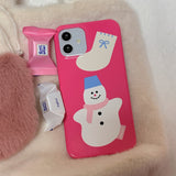 スノーマンプンプンハードフォンケース / snowman pungpung hard phone case(glossy hot pink)
